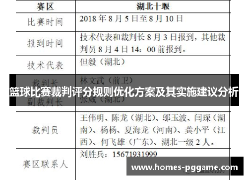 篮球比赛裁判评分规则优化方案及其实施建议分析