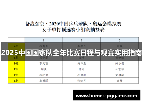 2025中国国家队全年比赛日程与观赛实用指南
