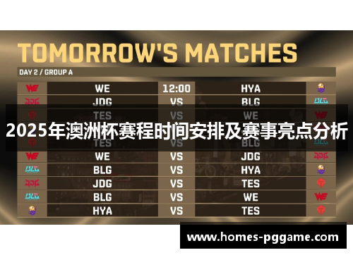 2025年澳洲杯赛程时间安排及赛事亮点分析