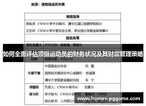 如何全面评估顶级运动员的财务状况及其财富管理策略 如何全面评估顶级运动员的财务状况及其财富管理策略